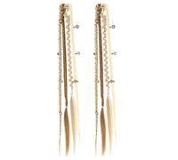20 Inch Boho Clip-in Braids With Charm Beads Twist Long Synthetic Hairpiece | 1-Pair Braid Hair Ponytail Extensions for Women Daily Vacation Beach Party Wedding Cosplay