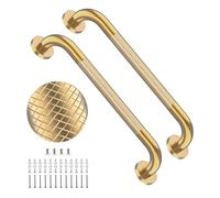 20 Inch Brushed Gold Shower Grab Bar with Anti-Slip Knurled Grip,YuanDe Stainless Steel Bathroom Grab Bars，Shower Handrail Support, Handicap Elderly Balance Assist Handles