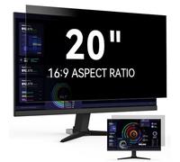 20 Inch Computer Privacy Screen Filter for 16:9 Widescreen Monitor, Removable Eye Protection Anti Glare Blue Light Filter Privacy Shield, Anti Scratch Anti Spy Screen Protector Film 20 In