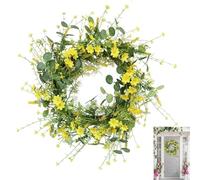 20 inch Daisy Wreath, Spring Summer Door Wreath for Front Door, Dried Flower & Plastic Artificial Garland, Artificial Wildflower Spring Wreaths for Home Decor, Wedding, Party, Indoor, Outdoor