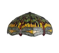 20-Inch Dragonfly Stained Glass Lampshade Replacement, Mediterranean Tiffany Style Lamp Shade Only for Table Lamps Pendant Lamps Floor Lights,C