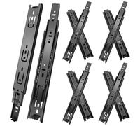 20 inch Drawer Slides 4 Pairs (8pcs) 3 fold Full Extension Side Mount Cabinet Drawer Glides 20" Black Cabinet Rails for Dresser, Cabinet, Kitchen,Trash Can, Wardrobe 100 LB Capacity