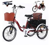 20-Inch Electric Cargo Tricycle for Adults, 7 Speeds, 150 kg Maximum Load, 3 Driving Modes, Horn and LED Light, with Seat, Ideal for Daily Use, Shopping and Transportation
