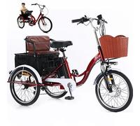 20-Inch Electric Tricycle Cargo Bike for Adults, 3 Wheel, 7-Speed, 3 Riding Modes with Pull Basket & Passenger Seat, Horn & LED Headlight for Daily Riding & Shopping