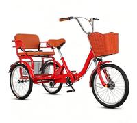 20 Inch Folding Adult Tricycle, High Carbon Steel 3-Wheel Cruiser Bike with Back Seat, Front Fork Shock Absorption, Dual Brakes, Adjustable Handlebar & Seat, 150KG Load Capacity,Pedals Trike