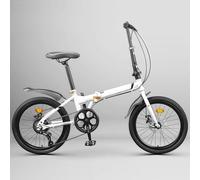 20 Inch Folding Bike for Adult City Bike Easy Folding City Bicycle with Mudguard Folding and Installation-Free white,20 inches