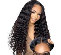 20 Inch Glueless Wigs Human Hair Pre Plucked Pre Cut Wear and Go Glueless Wig 200% Density 6x5 Deep Wave HD Lace Front Wigs Human Hair for Black Women Lace Closure Wig for Beginners (51cm)