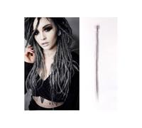 20 Inch Handmade Dreadlocks Extensions 5 Strands Synthetic Dreads Locks Crochet Braids Hair 1.0cm Fake Twist Braiding Hair Reggae Dreads Braid Hair Extension for Daily Use(Grey)