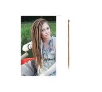 20 Inch Handmade Dreadlocks Extensions 5 Strands Synthetic Dreads Locks Crochet Braids Hair 1.0cm Fake Twist Braiding Hair Reggae Dreads Braid for Daily Use(Linen brown)