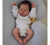 20-Inch Handmade Realistic Reborn Baby Doll with Soft Silicone Head, Cotton Body, and Hand-Implanted Hair