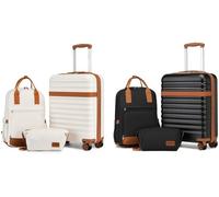 20 Inch Hard Shell ABS+PC Cabin Suitcase Set: Black and Brown