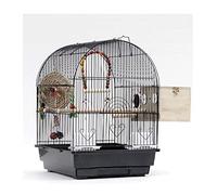 20 Inch Height Wrought Iron Bird Cage with Play Toy and Rolling Stand for Parrots Conure Lovebird Bird Flight Cage-Black decor(C set)