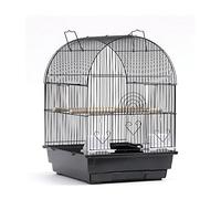 20 Inch Height Wrought Iron Bird Cage with Play Toy and Rolling Stand for Parrots Conure Lovebird Bird Flight Cage-Black decor(A set)