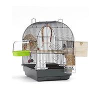 20 Inch Height Wrought Iron Bird Cage with Play Toy and Rolling Stand for Parrots Conure Lovebird Bird Flight Cage-Black decor(D set)