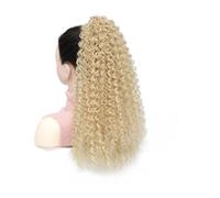 20 inch Long Curly Drawstring Ponytail Afro Puff Kinky Curly Pony tail Hair Extensions Fluffy Synthetic Fake Horse Tail Hair for Women for Daily Use(Ash Blonde)