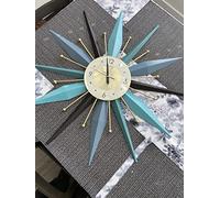 20 Inch Mid Century Modern Silent Metal Wall Clock, Battery Operated, Large Decor for Living Room