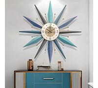 20 Inch Mid Century Modern Silent Metal Wall Clock, Battery Operated, Large Decor for Living Room