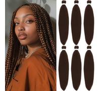 20 Inch Pre Stretched Braiding Hair，6 Packs Soft Yaki Texture EZ Braid for Box Braids Hot Water Setting Synthetic Fiber Hair Extensions（30#）