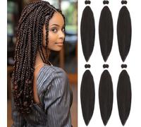 20 Inch Pre Stretched Braiding Hair，6 Packs Soft Yaki Texture EZ Braid for Box Braids Hot Water Setting Synthetic Fiber Hair Extensions（4#）