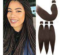20 Inch Pre-stretched Braiding Hair Easy Braid Professional Itch Free Synthetic Fiber Corchet Braids Yaki Texture Hair Extensions 1 Bundle Braid Hair for Women Medium Brown