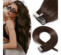 20 Inch SEGO Tape in Hair Extensions Human Hair Medium Brown 20PCS 100% Remy Human Hair Extensions Seamless Straight Silky Soft for Women (50g,#4 Medium Brown)