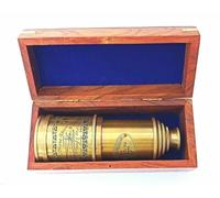 20-Inch Solid Brass Spyglass Telescope with Wooden Box Vintage Nautical Pirate Monocular Handheld Maritime Telescope for Decor, Gifts & Collectors Antique Finish by MA HANDICRAFTS