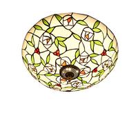 20 Inch Tiffany Style Ceiling Light Fixtures Flush Mount,4 Light, Vintage Stained Glass Shade Ceiling Lamp, Retro Decoration Chandelier for Hallway Living Room Bedroom Dining Room, Multicolor,6