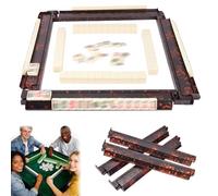 20 Inch Tortoise Mahjong Racks with Pushers, 4 Racks Tortoise Shell Acrylic Mahjong Racks Set with Fully Detachable Magnetic Pushers, Tortoises Shell Mahjong Rack for Home, Club & Gift Use (A)