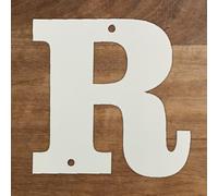 20 Inch White Metal Letters, Modern House Numbers for Outdoor Use - Coated Address Signage, Ideal for Garden, Door, Mailbox, and Entrance Decor with Mounting Screws(R)