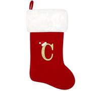 20 Inches Christmas Stockings, Monogram Xmas Stockings with Letters, Super Soft Personalised Christmas Stockings Large Monogram Stockings Red Letter Stockings for Christmas Holiday Xmas Gift (C)