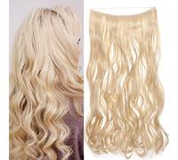 20 Inches Curly Wavy Hair Extensions Secret Headband No Clip Easy Invisible Crown Wire in Hair Extensions Hairpiece for Women Golden mix bleach blonde