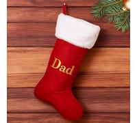 20 Inches Monogram Christmas Stockings with Dad Letters Red Velvet Stocking with White Super Soft Plush Cuff Embroidered Dad Xmas Stockings Classic Personalized Stocking for Christmas Decorations