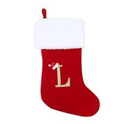 20 Inches Monogram Christmas Stockings with Letters,Red Velvet with White Super Soft Plush Cuff Embroidered Xmas Stockings Classic Personalized Stocking Decorations for Christmas Holiday Xmas Gift