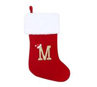 20 Inches Monogram Christmas Stockings with Letters,Red Velvet with White Super Soft Plush Cuff Embroidered Xmas Stockings Classic Personalized Stocking Decorations for Christmas Holiday Xmas Gift