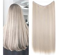 20 Inches Straight Hair Extensions Secret Headband No Clip Easy Invisible Crown Wire in Hair Extensions Hairpiece for Women Ash blonde mix silver grey