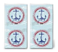 20 Individual Tissues Summer Anchor Postcard 2 Packs of 10 Individual Paper Handkerchiefs Printed as Gift