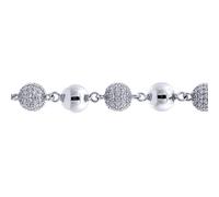 (20) Jewelco London 925 Sterling Silver CZ Pave Disco Ball Bead Necklace 10mm 20-24" 50-60cm - ABB258