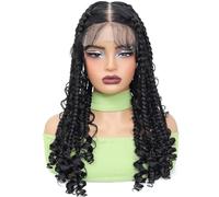 20'' Knotless Box Braided Wigs, Full HD Transparent Hand Braided Synthetic Lace Front Box Braided Wigs with Fine Hair for Women