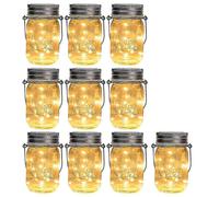 20 Led 10 Pack Mason Jar Lid Solar Lights With Hanger For Mason Jar Fairy Tale Garden Patio [no Jar]