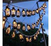 20 LED Kerosene-Style String Lights, 10ft Battery Powered Black Mini Lantern Fairy Lights for Indoor Outdoor Patio, Parties and Home Décor