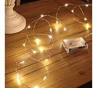 20 LED Micro Silver Wire Indoor Battery Operated Firefly String Lights by Festive Lights (Warm White)