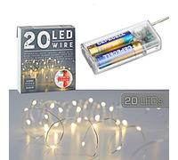 20 LED Micro Wire Fairy Lights with Timer, Warm White, Silver, Battery Decorative Lighting Christmas (1 x 20 LED Micro Wire Fairy Lights)