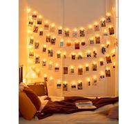 20 LED Photo Clip Fairy String Light,Indoor Outdoor Battery Box Powered,Remote,8 Modes,Timer,Valentine's Day Gift for Hanging Picture,Card,Artwork,Memos in Dorm,Bedroom,Wall Decoration (Warm White)