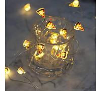 20 LED Pizza Copper String Light, Battery Operated Waterproof Fairy Lights for Christmas, Birthday Party, Holiday, Summer Decor-Pizza