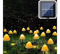 20 LED Solar Garden Lights, 8 Modes, 5M/16.4 Ft Mushroom Pathway Outdoor Landscape Stake Lights, Waterproof Ground Lamps for Yard, lawns, Wedding Party Decoration, Warm White