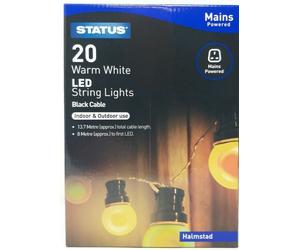 20 LED String Globe Lights Mains Powered Warm/Cool White/Coloured Indoor/Outdoor