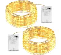 SHATCHI 2 Pack of 20 LED/2m Fairy String Lights Silver Wire Battery Operated Warm White LEDs Twinkle Waterproof Lights for Bedroom, Christmas, Party, Wedding Outdoor Indoor Decoration
