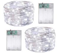 SHATCHI 2 Pack of 20 LED/2m Fairy String Lights Silver Wire Battery Operated Cool White LEDs Twinkle Waterproof Lights for Bedroom, Christmas, Party, Wedding Outdoor Indoor Decoration