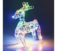 20 Lighted Coloured LED Christmas Reindeer Twinkling Assorted Deer Figure Decoration (Grazing)