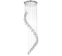 20 Lights LED Multi Drop Chrome Pendant Ceiling Fitting Light with Glass Drops
